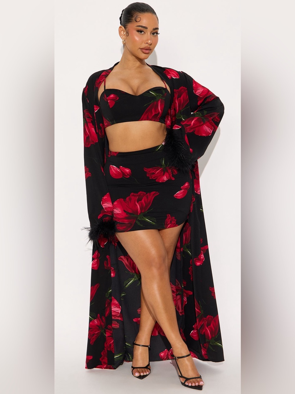 Wait for me chiffon 3 piece kimono set